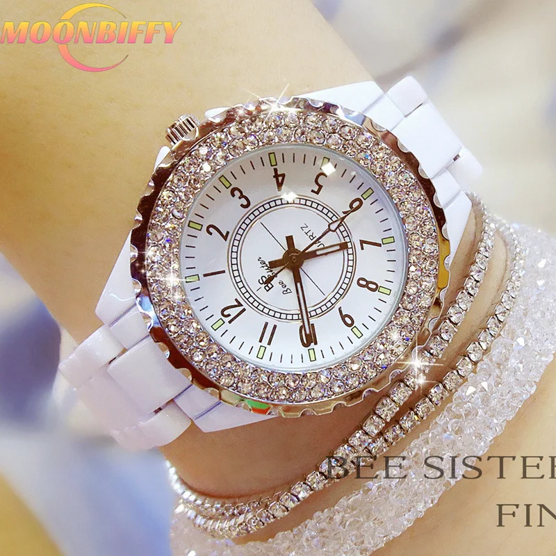 

Часы с бриллиантами, женские черные керамические часы от известного бренда, женские наручные часы на ремешке, женские наручные часы
