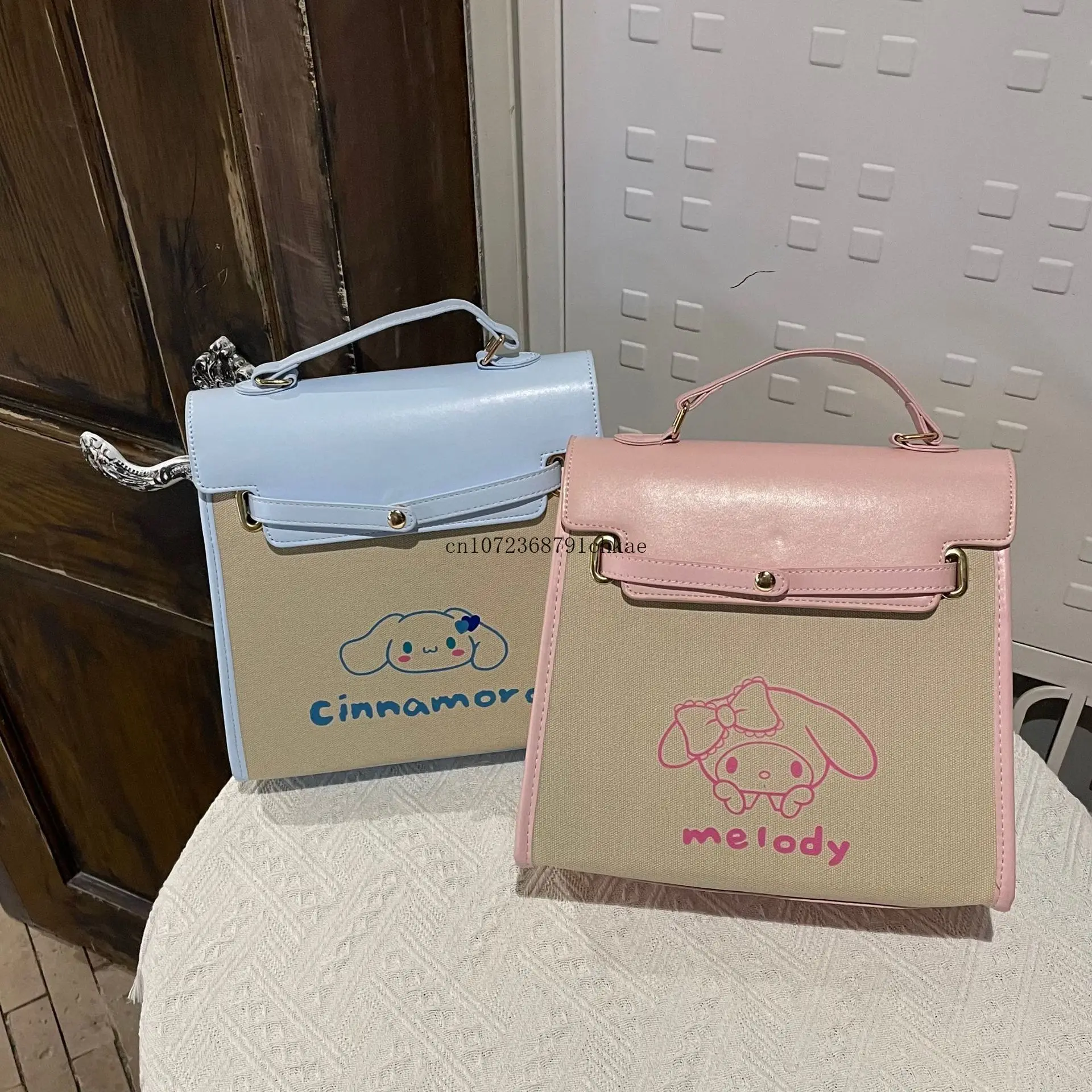 New Japanese Cartoon Cute Melody Jade Guigou Kuromi Canvas Handbag Cute Fun Canvas Backpack Hello Kitty  Backpacks  school bag