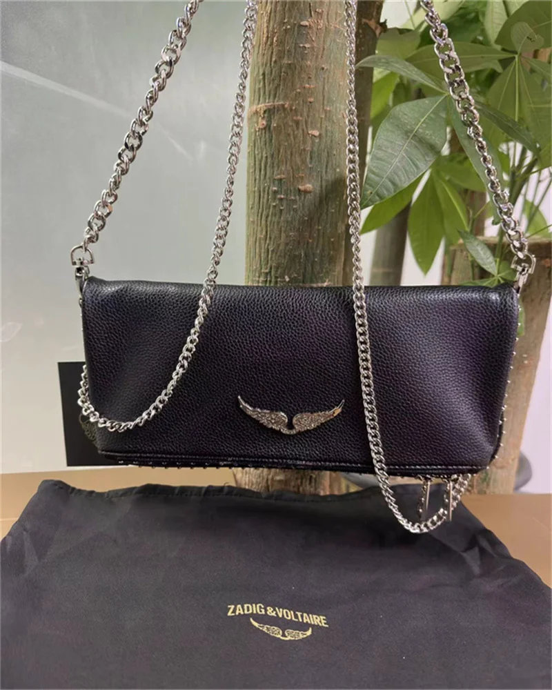 

ZADIG Women's Shoulder Bag Crossbody Bag Designer Wing Decoration 2 Chain Fold Zipper Willow Nail Regular Pattern