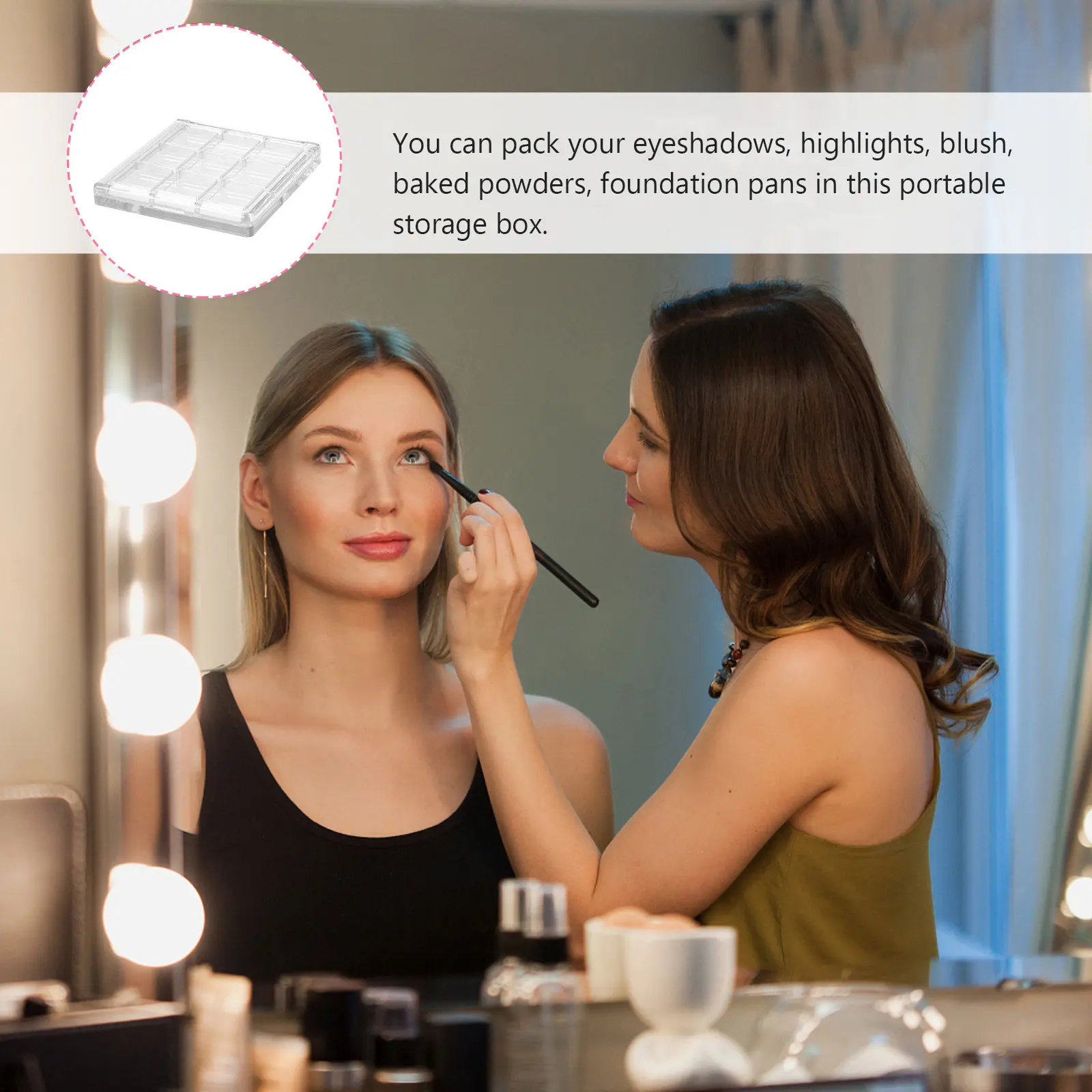 Фото Набор из 4 пустых палеток для теней, портативный контейнер для макияжа, для хранения румян, помады, тонального крема, дорожный футляр для теней №1