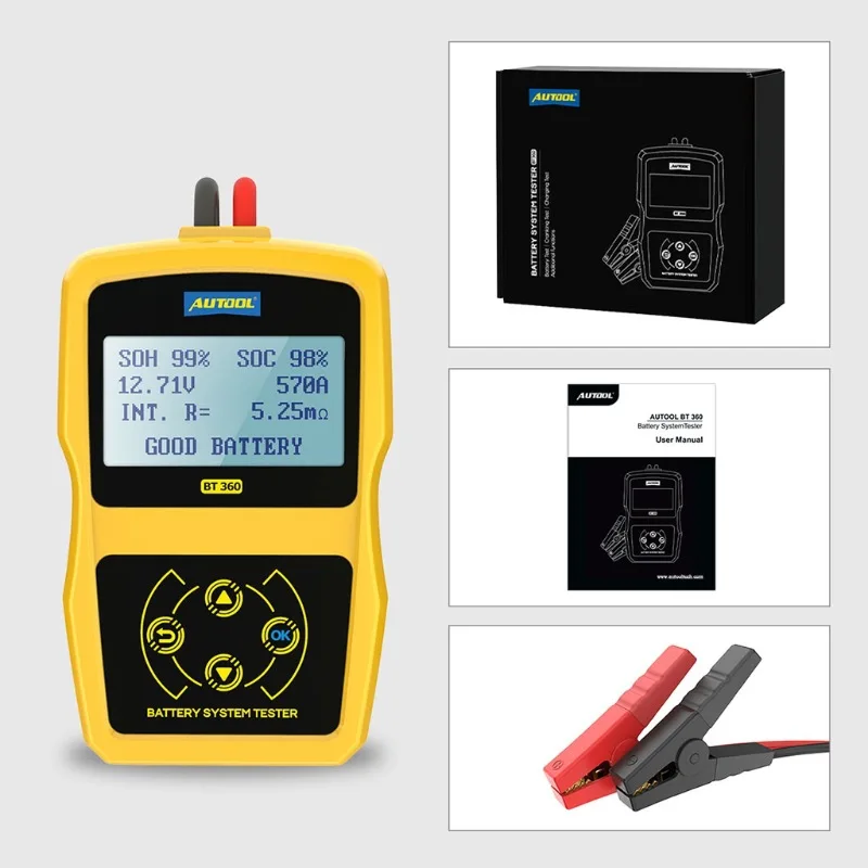 

Autool BT360 Car Electric accumulator tester 12V Battery capacity internal resistance test storage battery tester