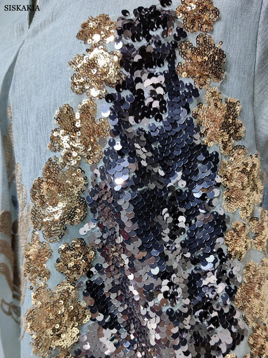 Siskakia Дубай модное Сетчатое вечернее платье с блестками и вышивкой вечерние Jalabiyat