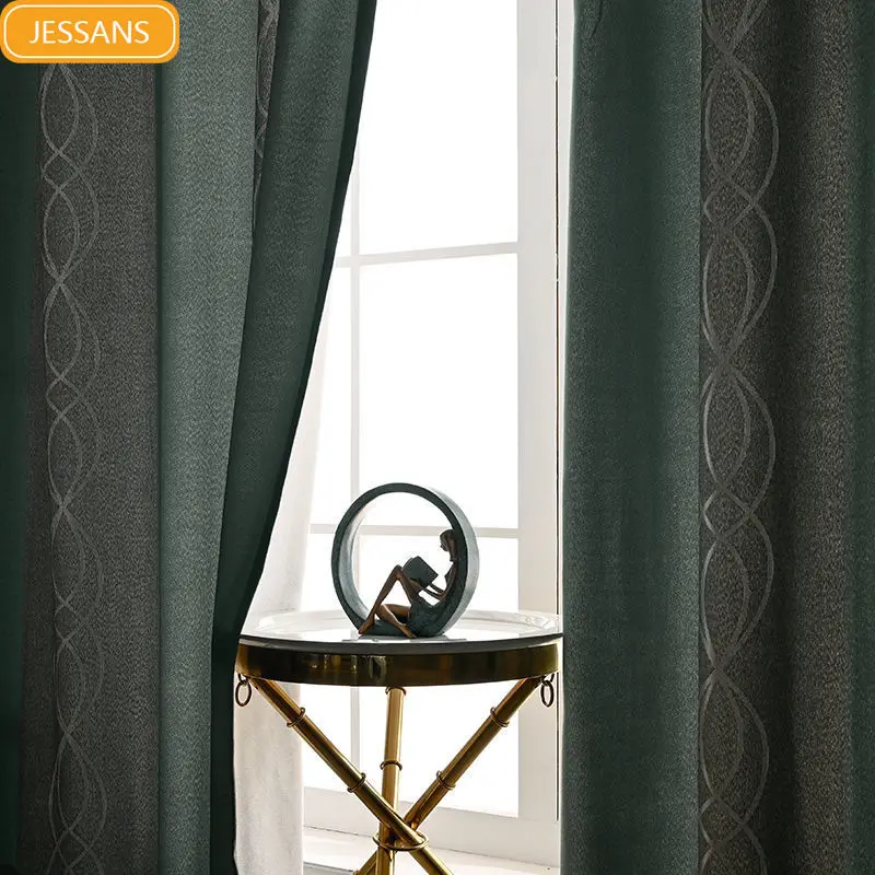 

Living Room Bedroom Modern Minimalist Seamless Stitching Jacquard Curtain Home Decoration Custom Finished Partition Curtain