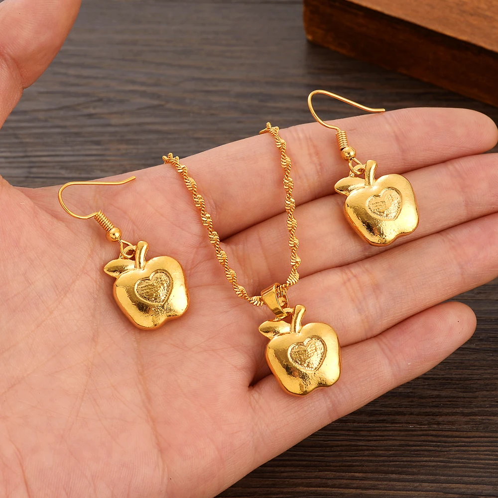 

24k Gold Plated Africa dubai India Jewelry Necklace pendant Earrings wedding Birthday Party Jewelry Sets For Women Girl Gifts