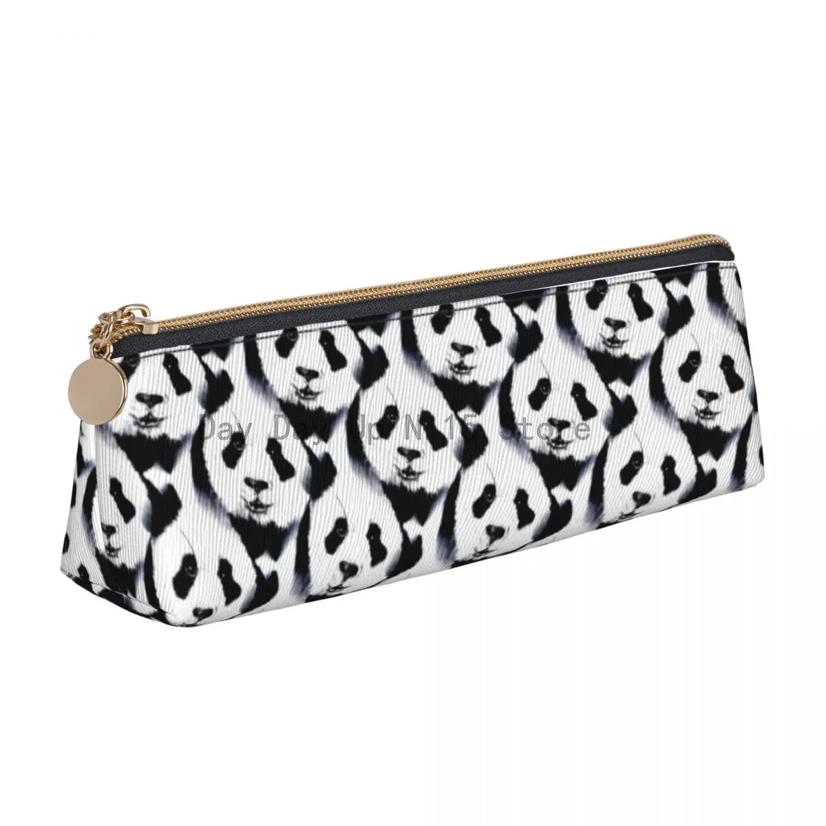 

Fun Panda Leather Pencil Case Cute Animal Print Stationery Girls Boys Zipper Pencil Box Cool Big Triangle Pen Pouch
