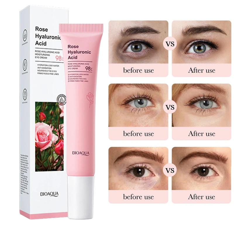 Rose Hyaluronic Acid Eye Cream For Bags Under Eyes Moisturizing Anti Wrinkle Remove Dark Circle Whitening Korean Skincare Serum