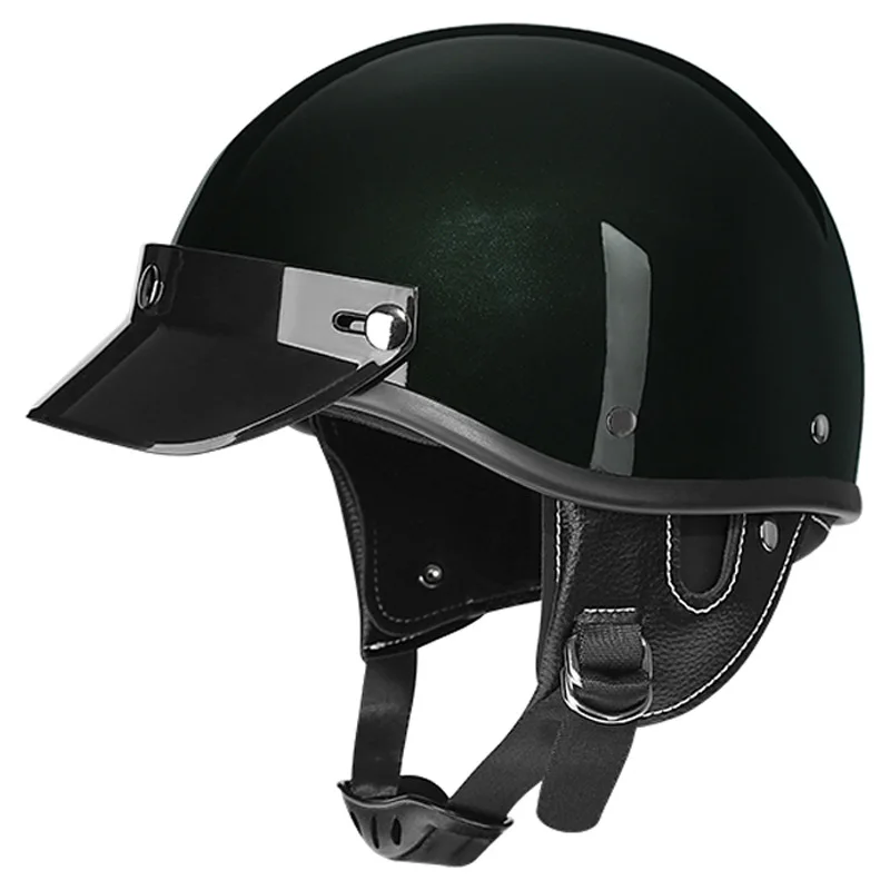 

Retro Style BLACK Motorcycle Helmet Half Helmet Chopper Biker Pilot Vespa Capacete De Moto Masculino DOT Approve Summer Cascos