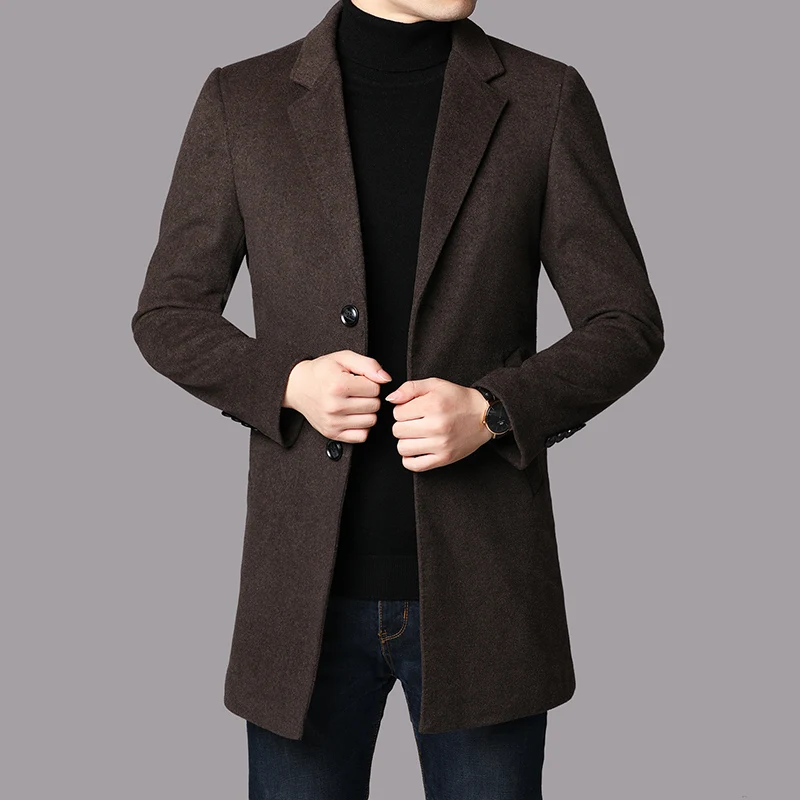 

2022 Winter Jacket Thick Warm Wool Coat Men Clothing New Arrival Trench Pocket Business Casual Long Overcoat Man Size 3XL