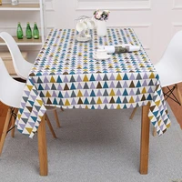 cotton linen nordic geometric colorful blue triangle table cloth with tassel rectangular tablecloth household coffee decor