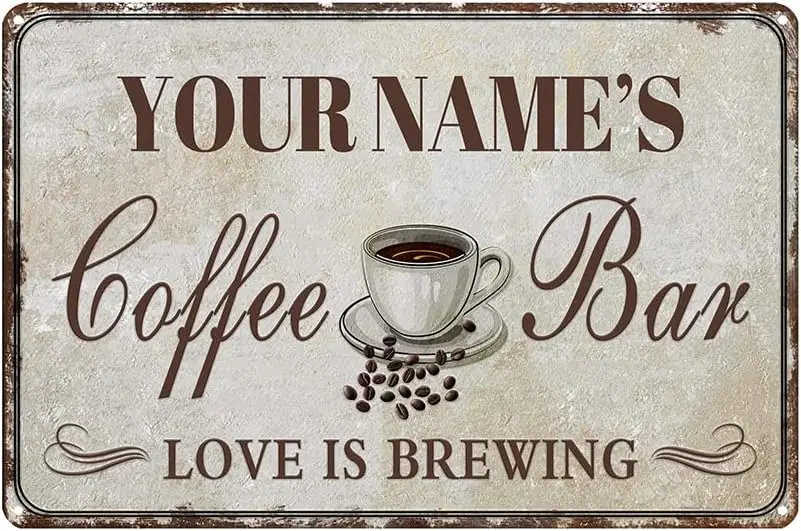 Ctom Coffee Br Sgn Персонализированный декор Nme lumnum Retro Wll - Love s Bre