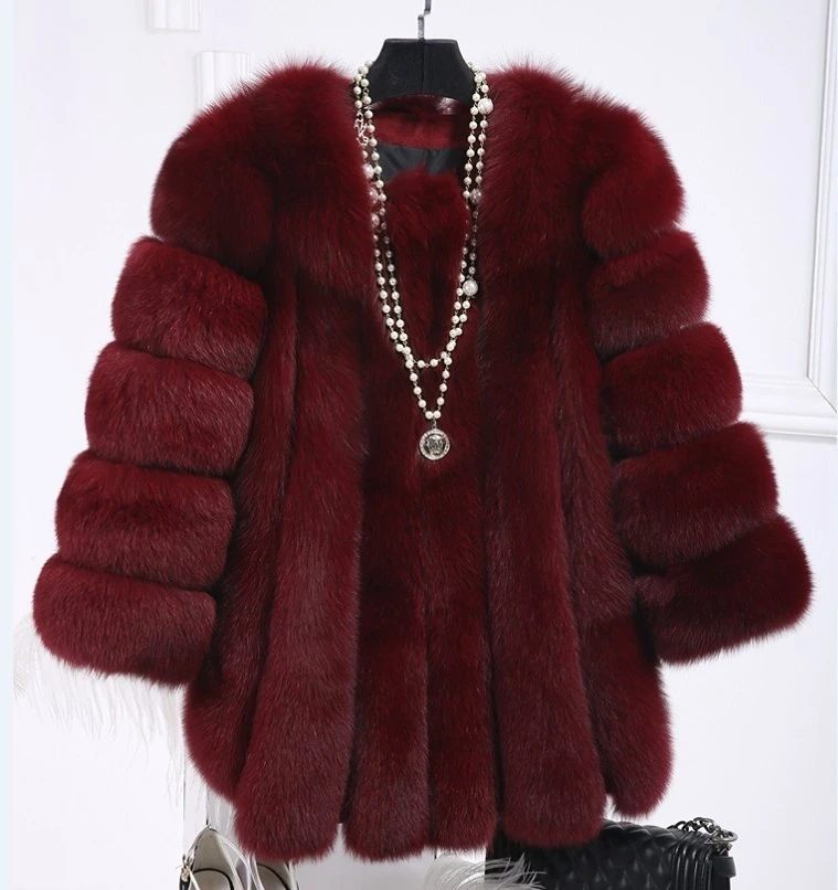 Winter Imitation Fox Fur Coat Women's New Mid-length Long-sleeved Coat Wholesale Imitation Faux Fur Coat Long Winter Jacket
