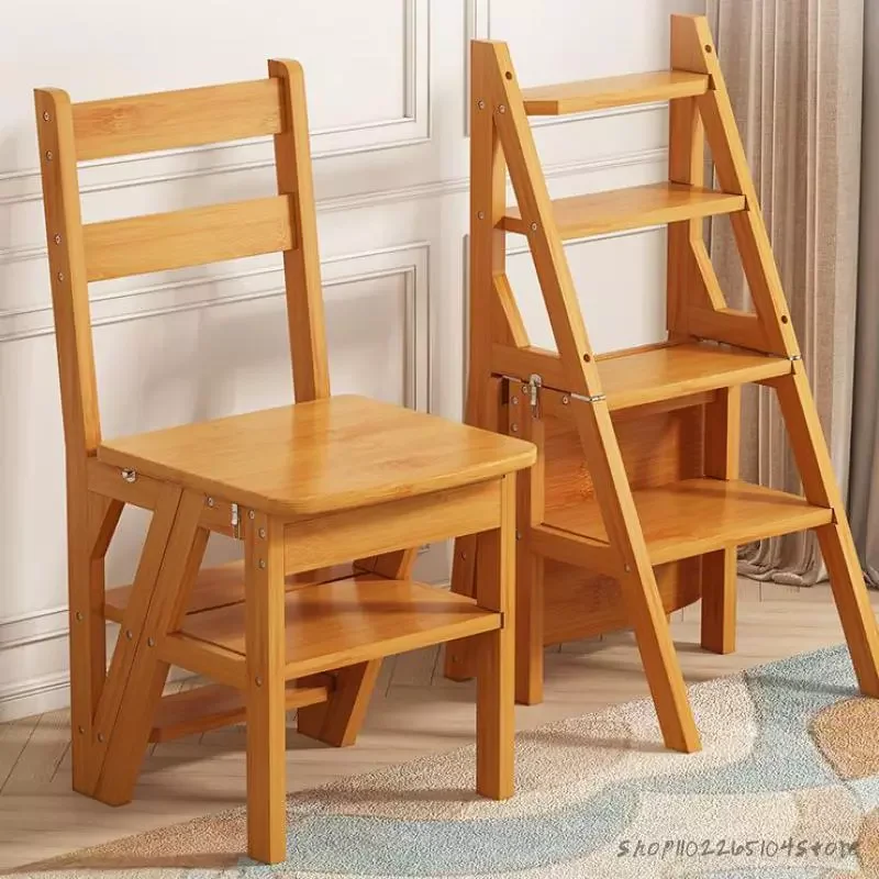 

Складной стул из твердой древесины, многофункциональный двухцелевой ступенчатый стул, компактная домашняя детская скамья, толстая лестниц...