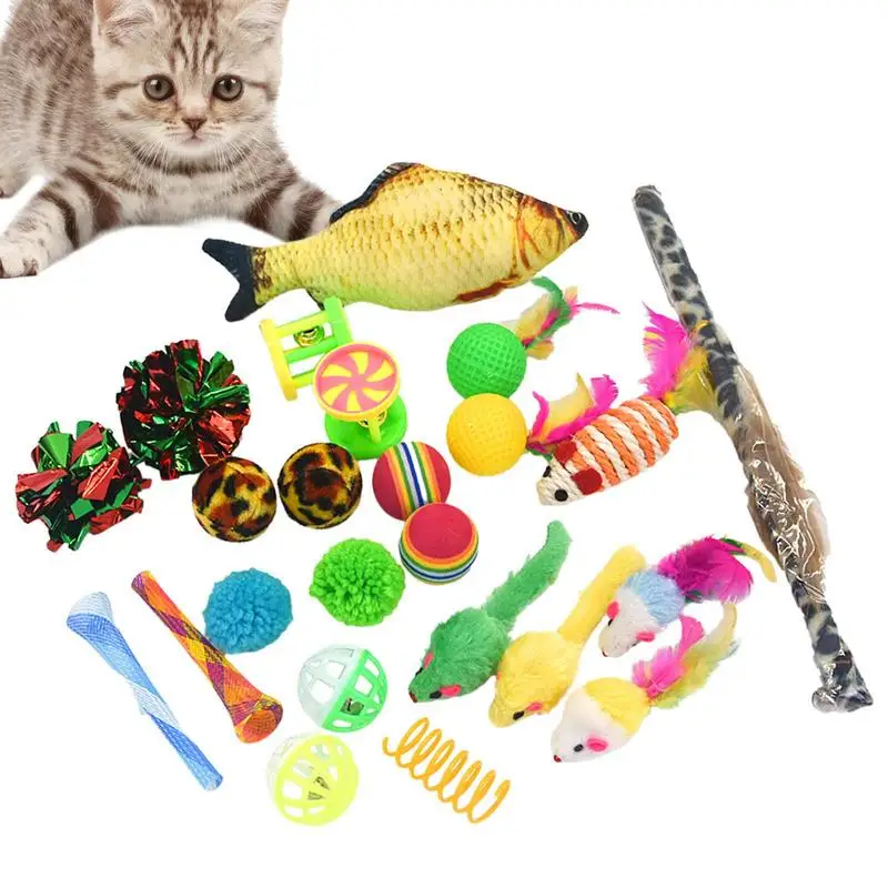 Bulk 24pcs Interactive Cat Toys Variety Pack Toy Cats Chew Bite Toys Funny Cat Chewing Playing Cat Supplies For Cat Dog