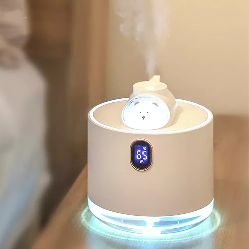

NEW2023 Pet 500ML Air Humidifier 2000mAh Chargeable Mist Maker Fogger LED Light Humidificador for Home Ultrasonic Aroma Diffuser