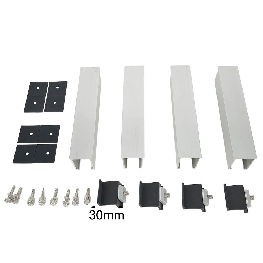 

Hiking Indoor Outdoor Rails For Solar Panel End Clamp Middle Clamp 12cm 4/6/8Pcs Aluminium Black+Silver Practical