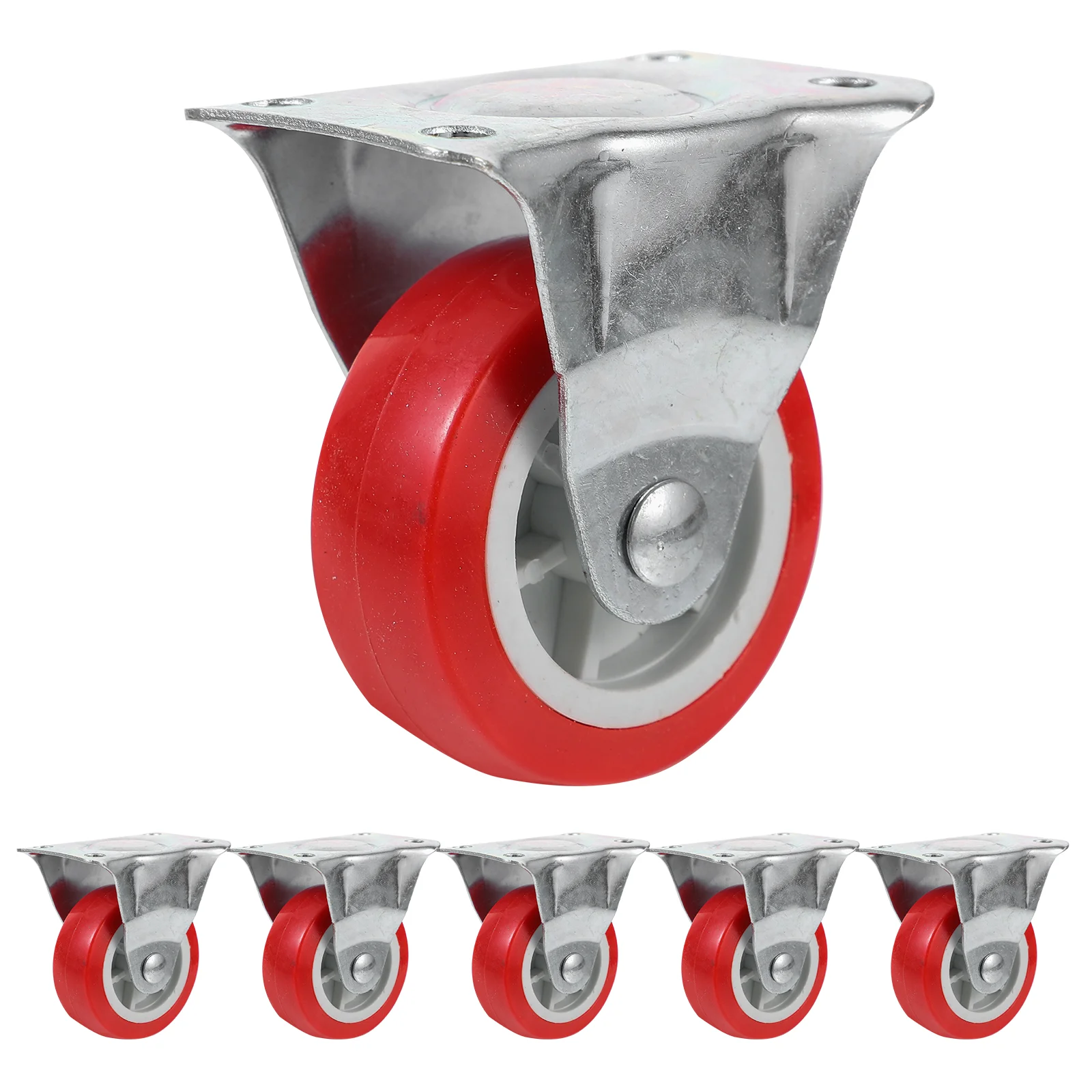 

6pcs No-swivel Plate Wheels Rubber Caster Wheels Workbench Replacement Wheels