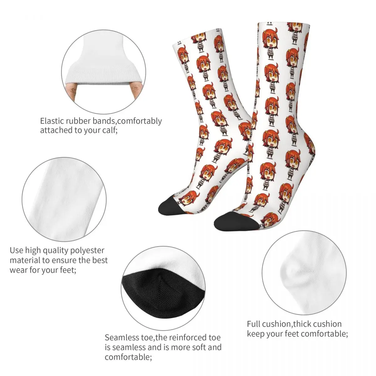 Gudako FGO Fate Grand Order Socks Male Mens Women Spring Stockings Polyester images - 6