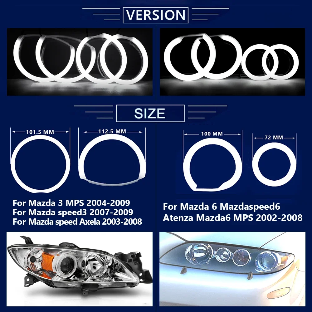 4 кольца дневные ходовые огни без ошибок для Mazda Speed3 Speed Axela 3 6000K ангельские глазки