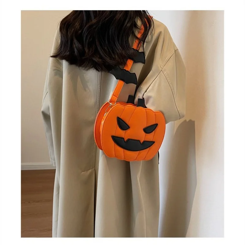 

New Funny Pumpkin Bun Halloween Bun Versatile and Popular Design Fashion Shoulder Bag Cute Personality Creative Women's Bag