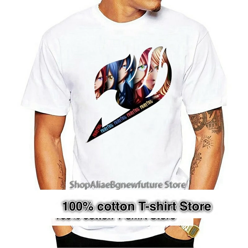 

Футболка мужская с надписью Fairy Tail, тенниска с круглым вырезом, майка на заказ, уличная одежда