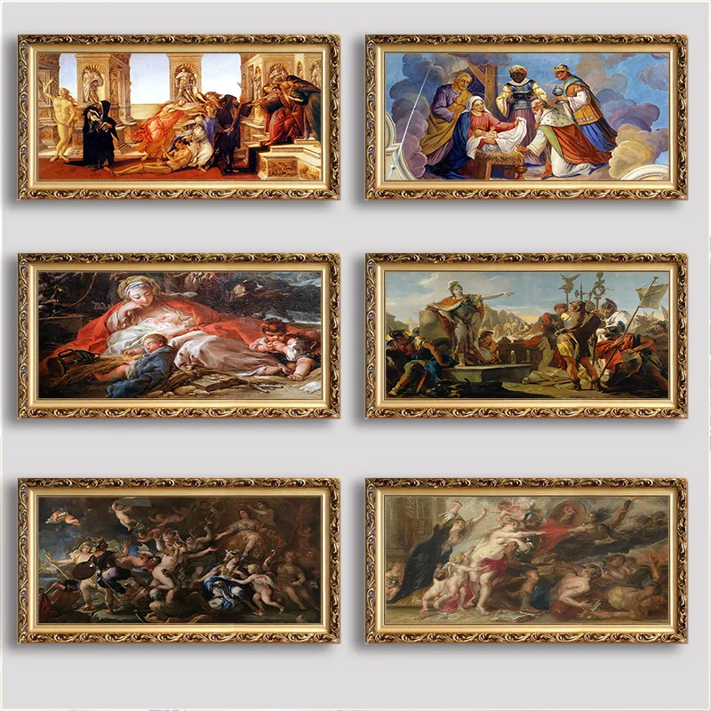 

European Religion Christianity Series Printing Canvas Oil Painting Character Burning Poster Home Living Room Church Decoration