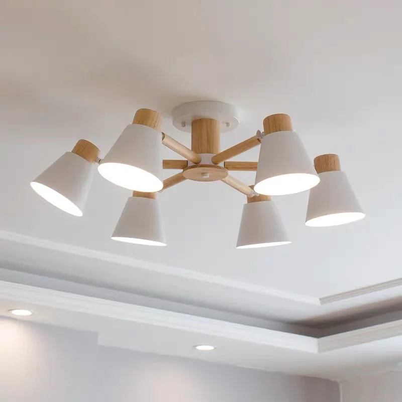 

Люстра в скандинавском стиле для гостиной, простой комплект японских светильников для кабинета, люстра для спальни с изображением деревянных рядов