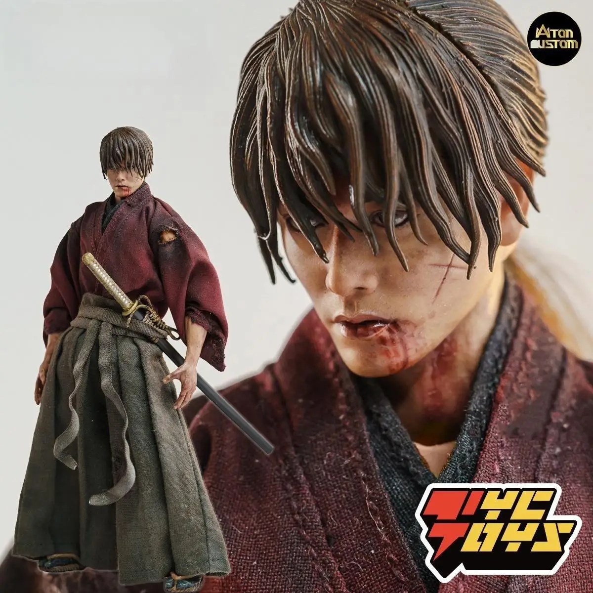 

1/12 Atoncustom Rurouni Kenshin Battle Damage Edition Removable Doll Model Toy Doll Collection Gift Ornament