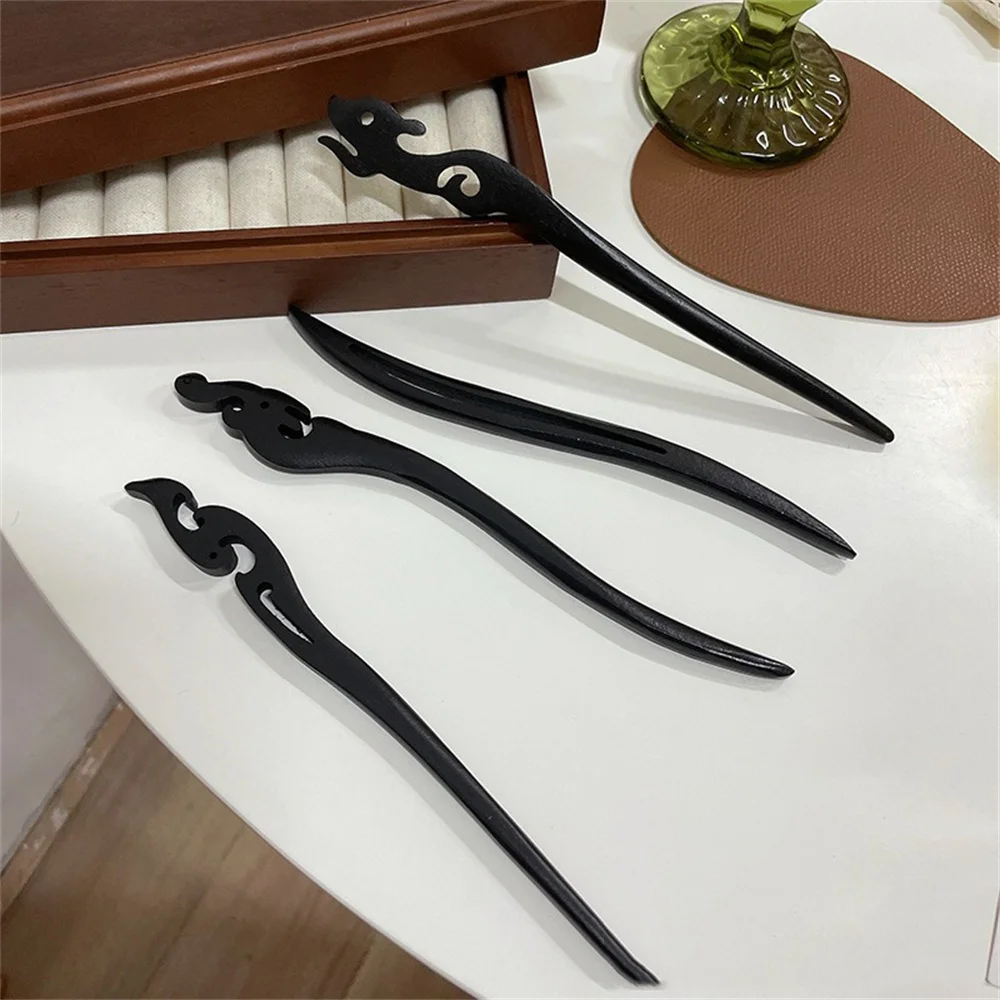 

Traditional Wooden Black Hair Sticks Chinese Style Hairpins Carved Wood Hair Fork Vintage Chop Stick Headwear For Women Jewelry