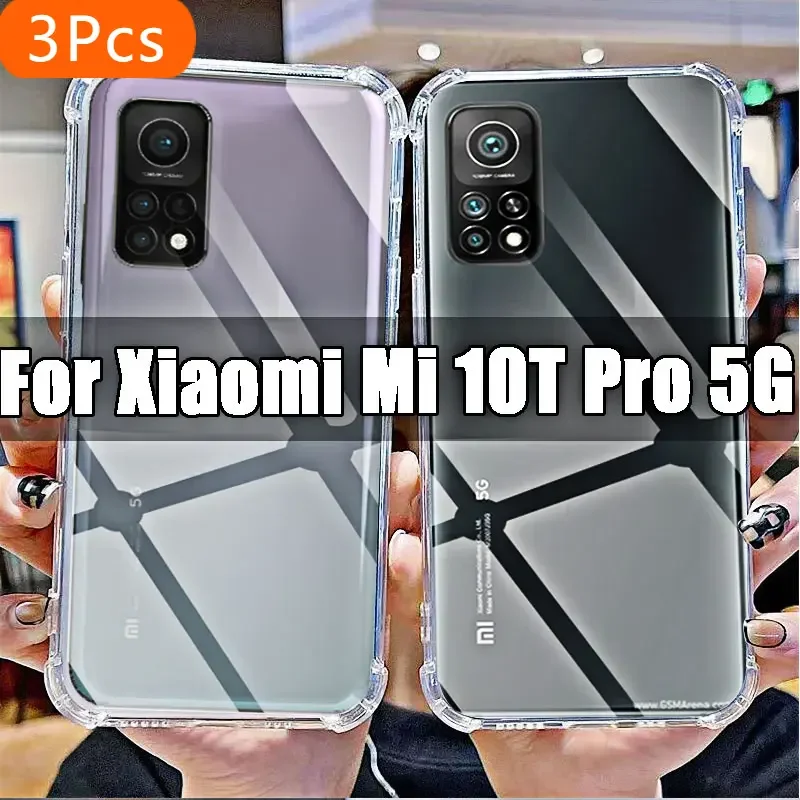 3 шт. прозрачный мягкий чехол для телефона Xiaomi Mi 10T Pro 5G TPU HD прозрачные чехлы Mi10TPro 5g
