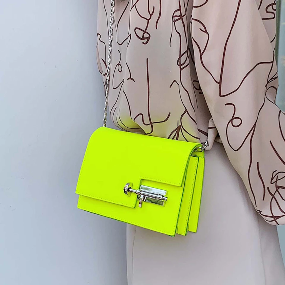 

Neon Green Yellow Evening Bags for Women 4 Colors PU Leather Satchel Crossbody bag Casual Party Shoulder Bag