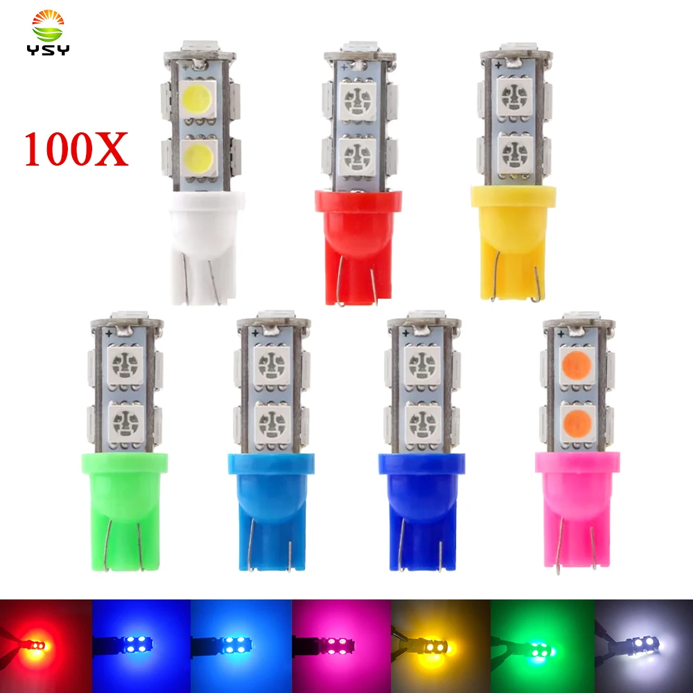 YSY 100 шт. Оптовая Продажа T10 9SMD 5050 9 Smd 9 Светодиодные Автомобильные лампы 194 168 192 W5W светодиодсветильник льные лампы освещение 12-24 В