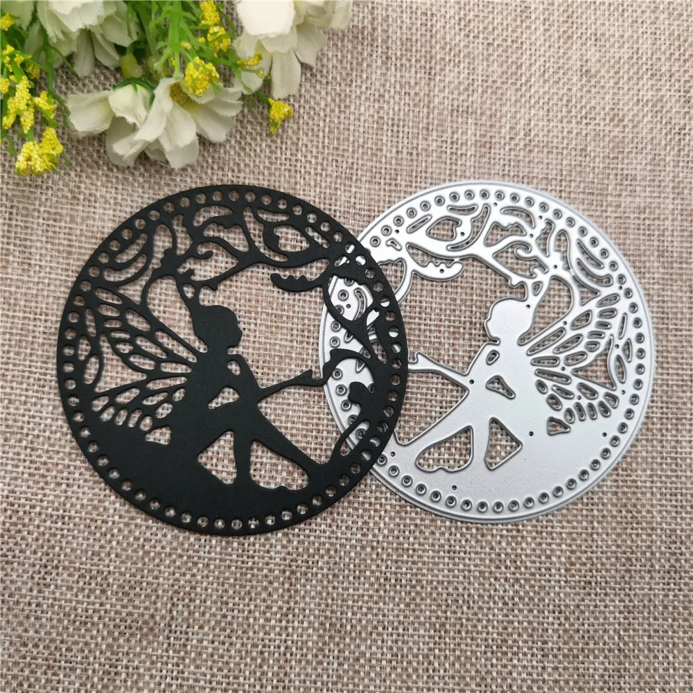 

Круглая Цветочная фея эльф металлическая режущая фигурка штампы фотоальбом карточки тиснение рукоделие сделай сам