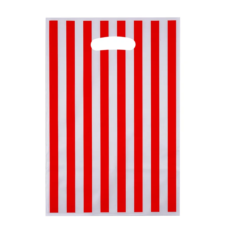 

Пластиковые полосатые подарочные пакеты