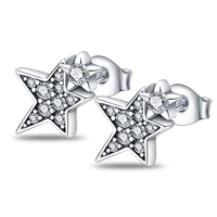 hot sale 2022 new style with zircon shining asymmetric star stud earrings for valentines day gifts korean fashion womens penda