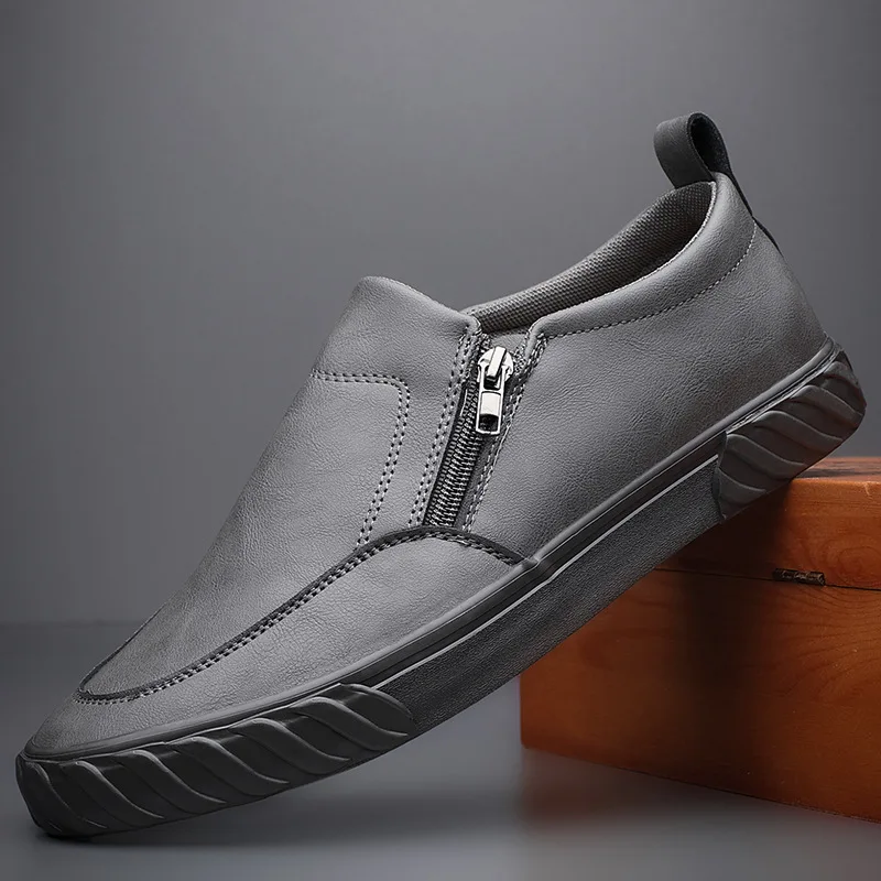 

Men Shoes Leather Casual Spring Autumn Fashion Street Cool Slip-On Flat Shoes Man Leather Loafers