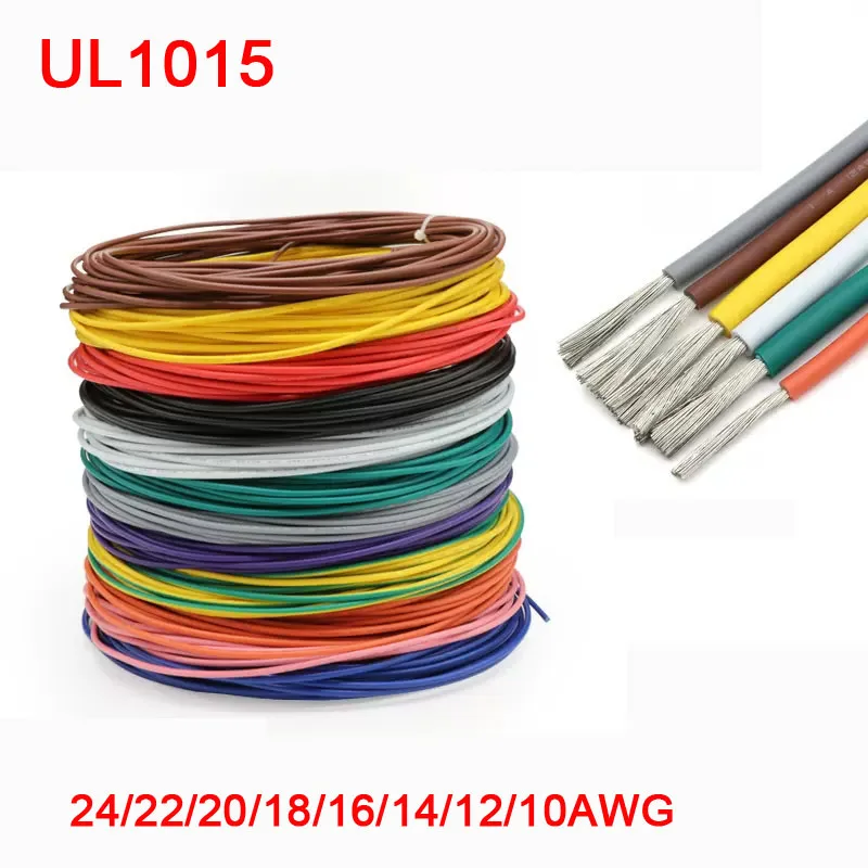 

2/5M UL1015 24 22 20 18 16 14 12 10AWG 1015 Electronic Wire PVC Insulated Tinned Copper Environmental LED Line DIY Cord