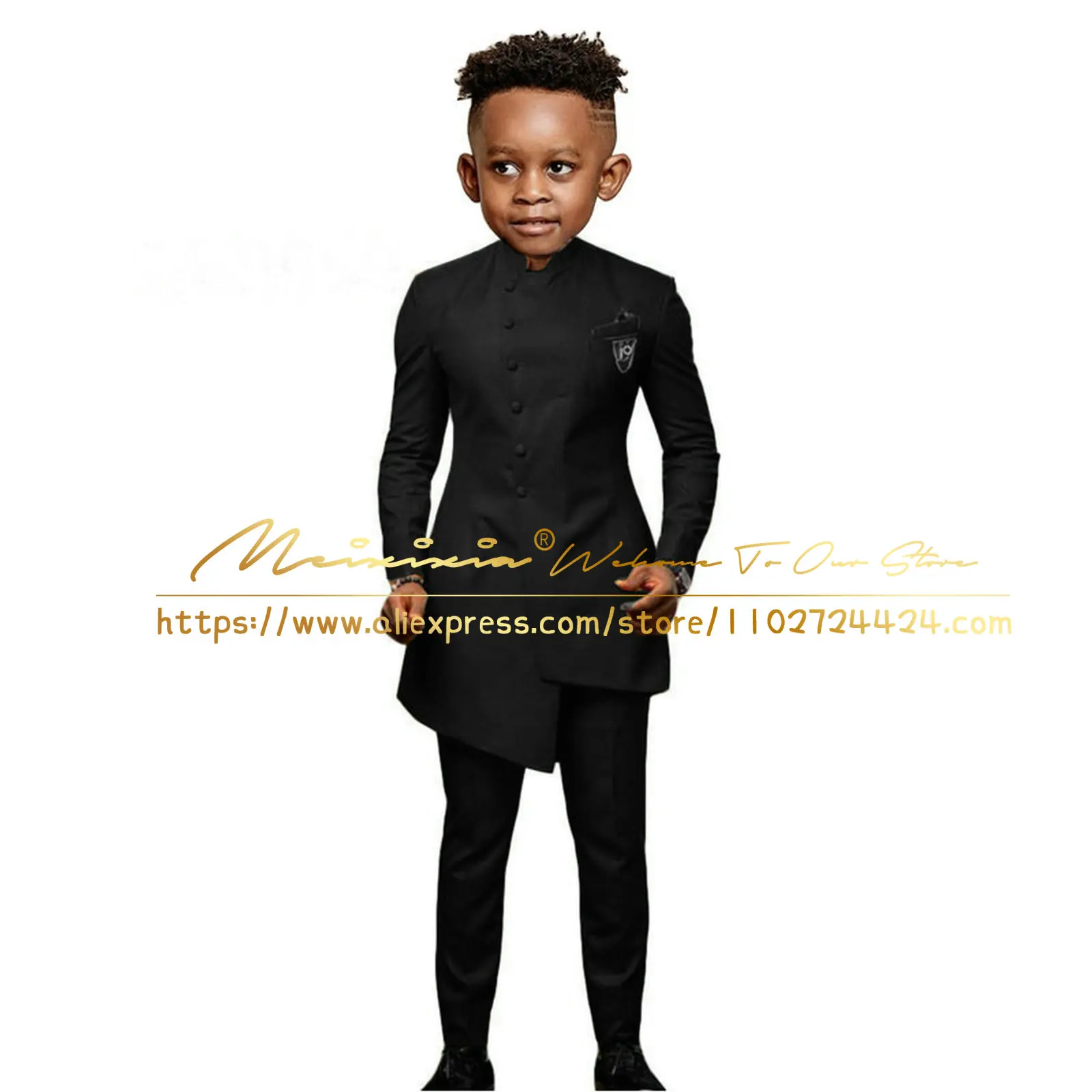 Черный костюм для мальчиков свадебный смокинг куртка в индийском стиле брюки