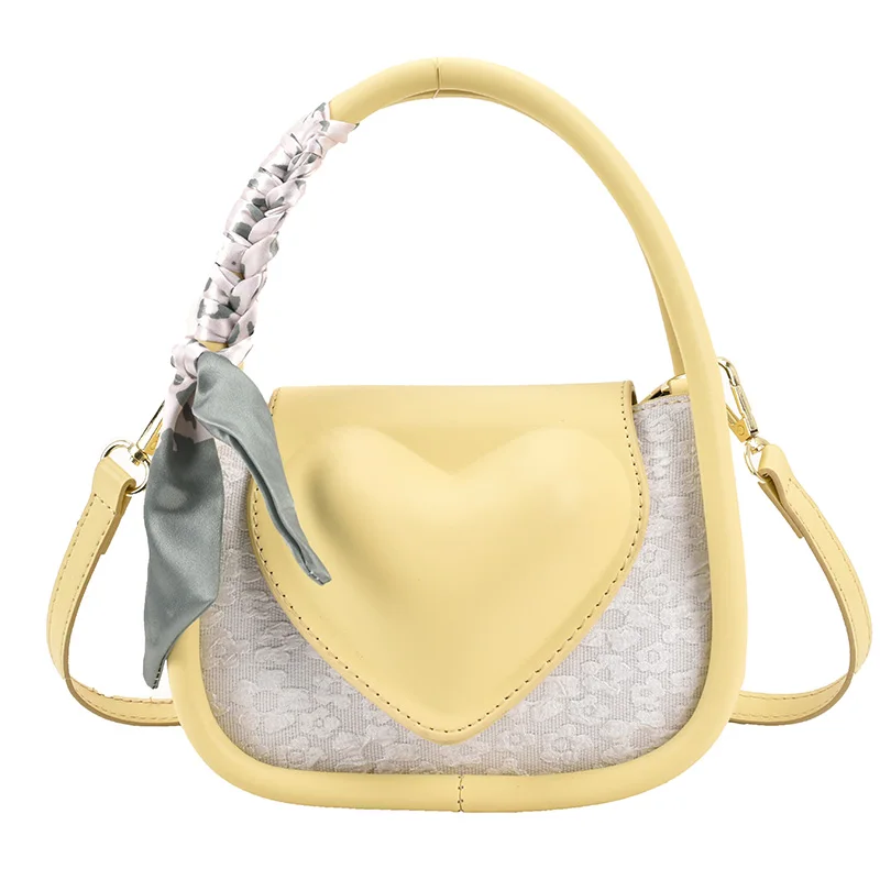 Love Women's Bag 2022 Trend Vintage PU Crossbody Shoulder Bag Small Heart Luxury Designer Handbag Female Green Tote Shoppers Bag