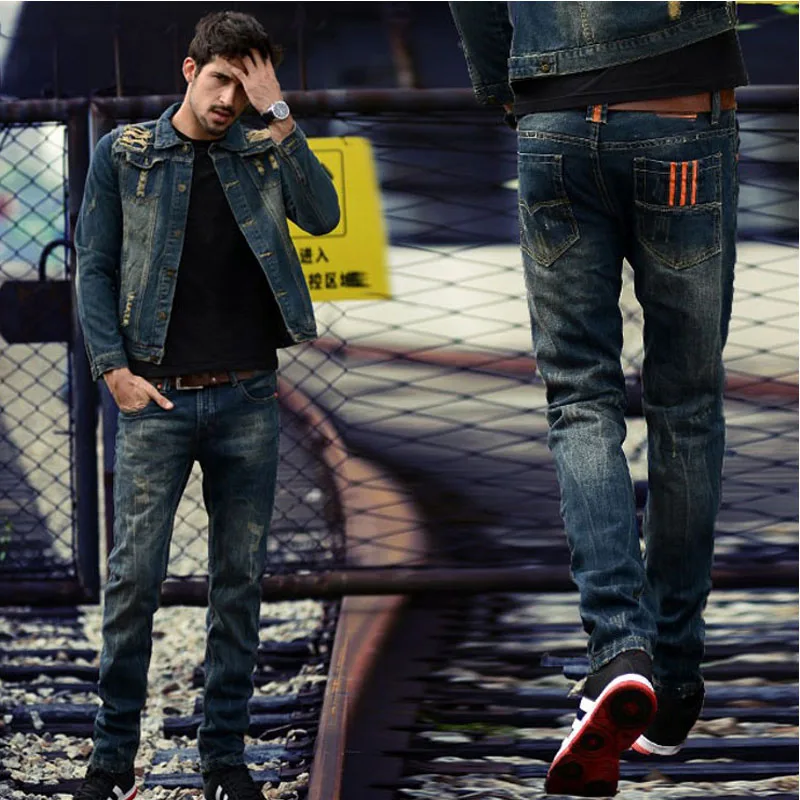 Quality Jeans Pants Denim Casual Fashion Streetwear Denim Trousers Jeans Homme Jeans for Mens Pants Mens Straight  Slim High
