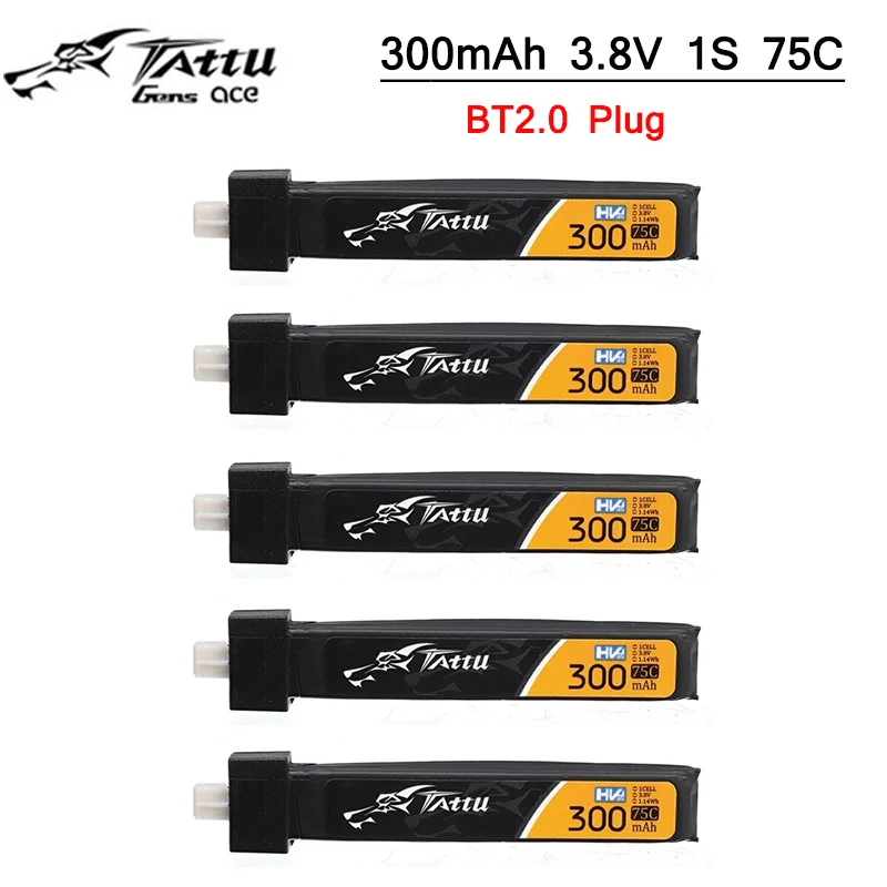 

5 шт. TATTU 1S 300 мАч 3,8 в 75C HV 4,35 в Lipo Battey с BT2.0 разъемом для BETAFPV Ceuts FPV Kit гоночный Дрон FPV BT2.0 разъем