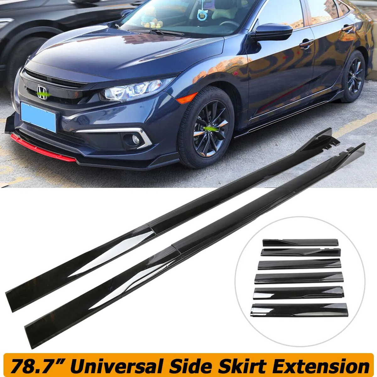 

Разветвитель крыльев с боковой юбкой, 2 м, 78,7 дюйма, универсальный комплект для Honda Civic Accord 2001-2020, автомобильные аксессуары