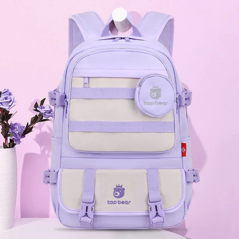 Junior School Students Girl Leisure Large Capacity Bags New Japanese Children Teenagers Light Backpacks with Small Pocket Bags