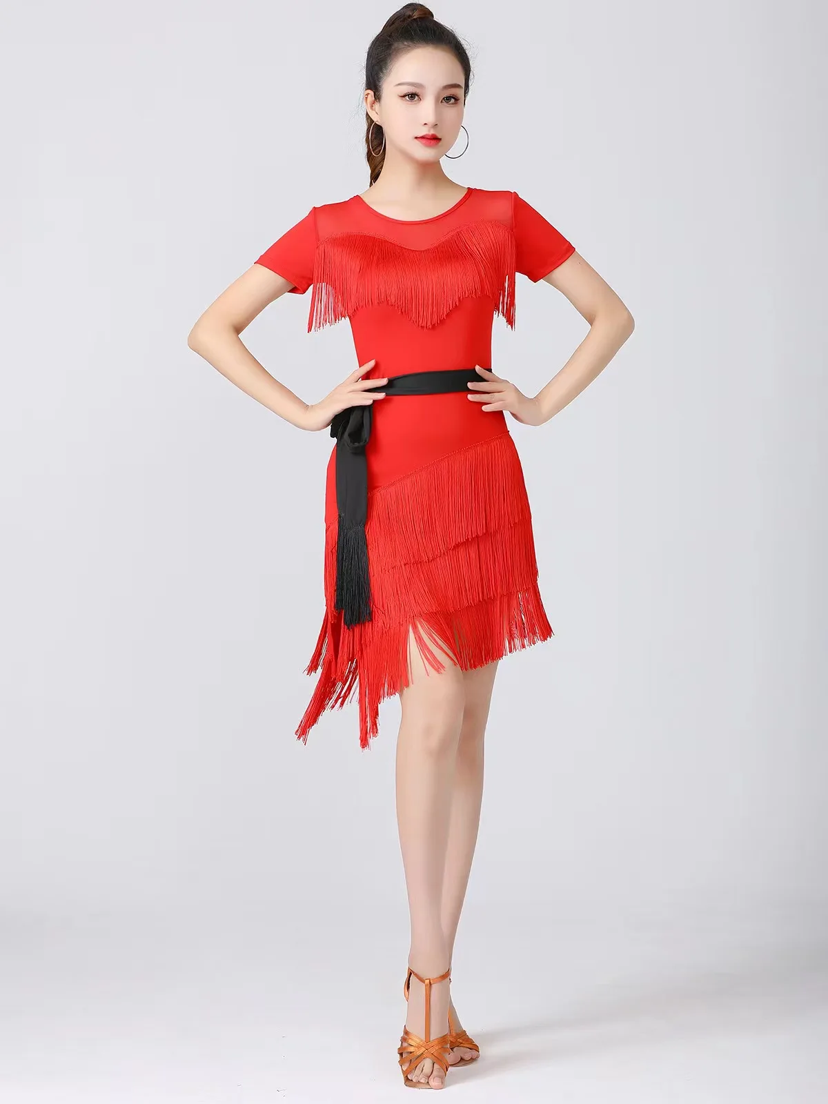 Женские платья для латиноамериканских танцев одежда черного красного цветов с