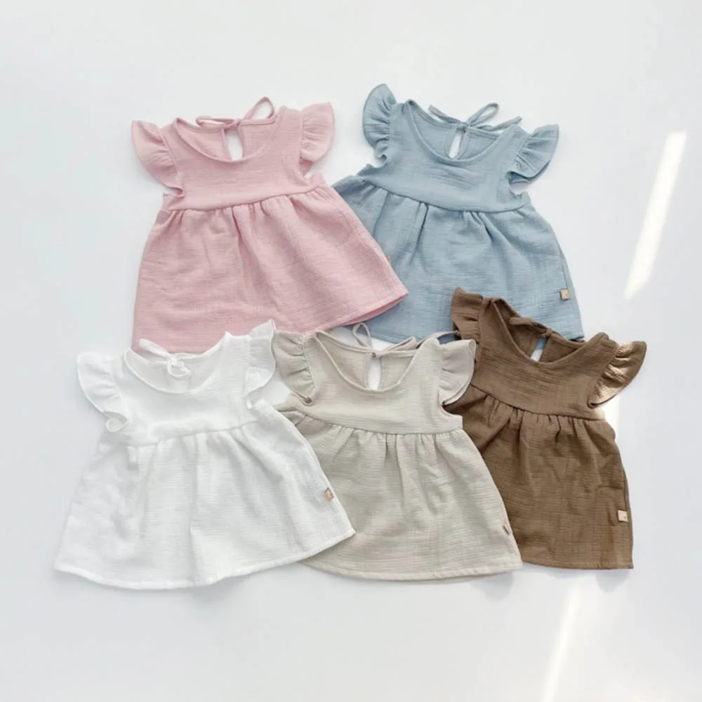 

Melario Baby Girls Clothes Set 2022 Summer New Cute and Sweet Flying-sleeved Baby Girl Candy Color Short-sleeved Newborn Suit