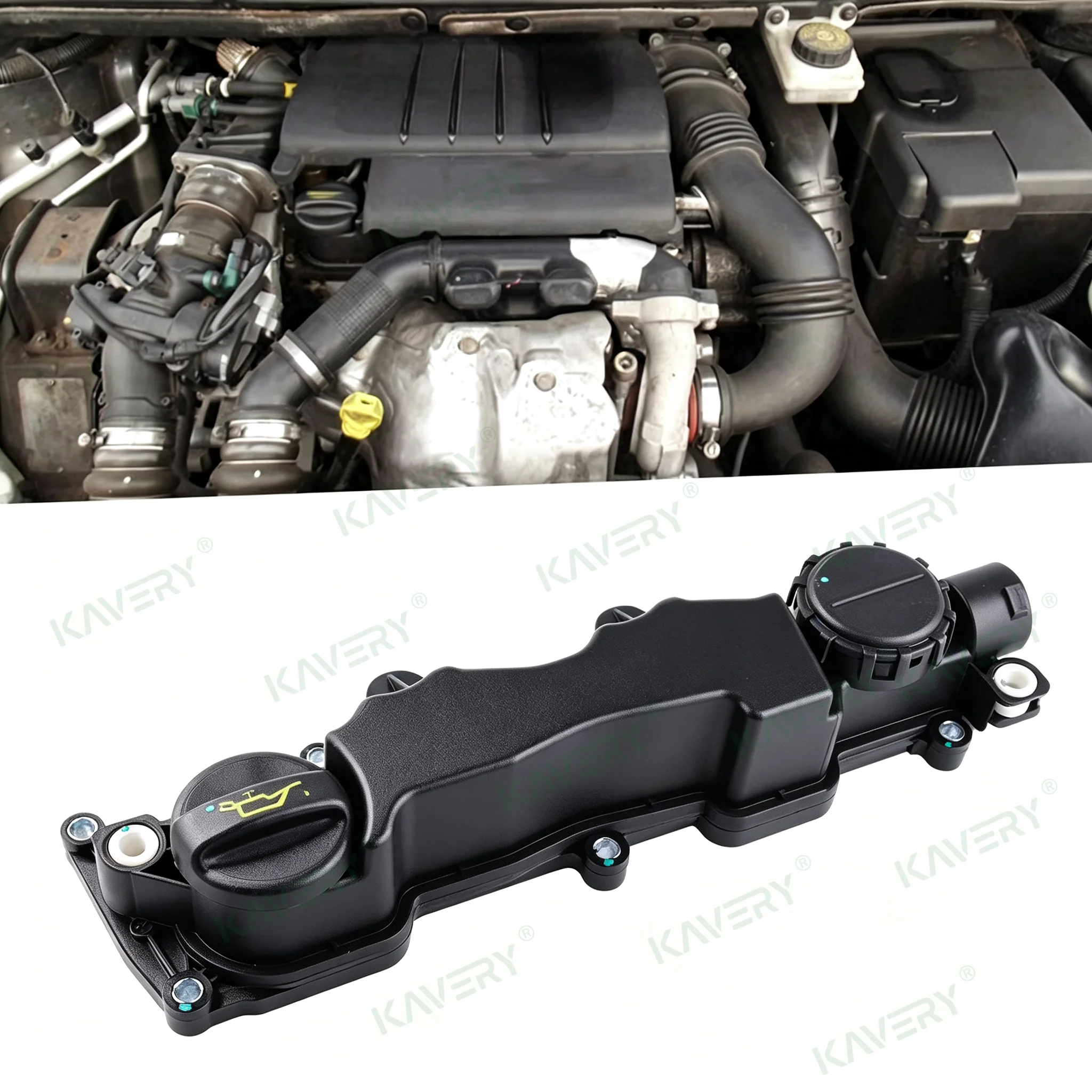 Фото Крышка клапанного механизма и прокладка KAVERY для Citroen Peugeot 1.6 HDI Berlingo C2 C3 C4 C5 Xsara 207 307 (0248L1, 0248.L1) №2