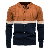autumn and winter new mens sweater cotton mens color matching cardigan sweater