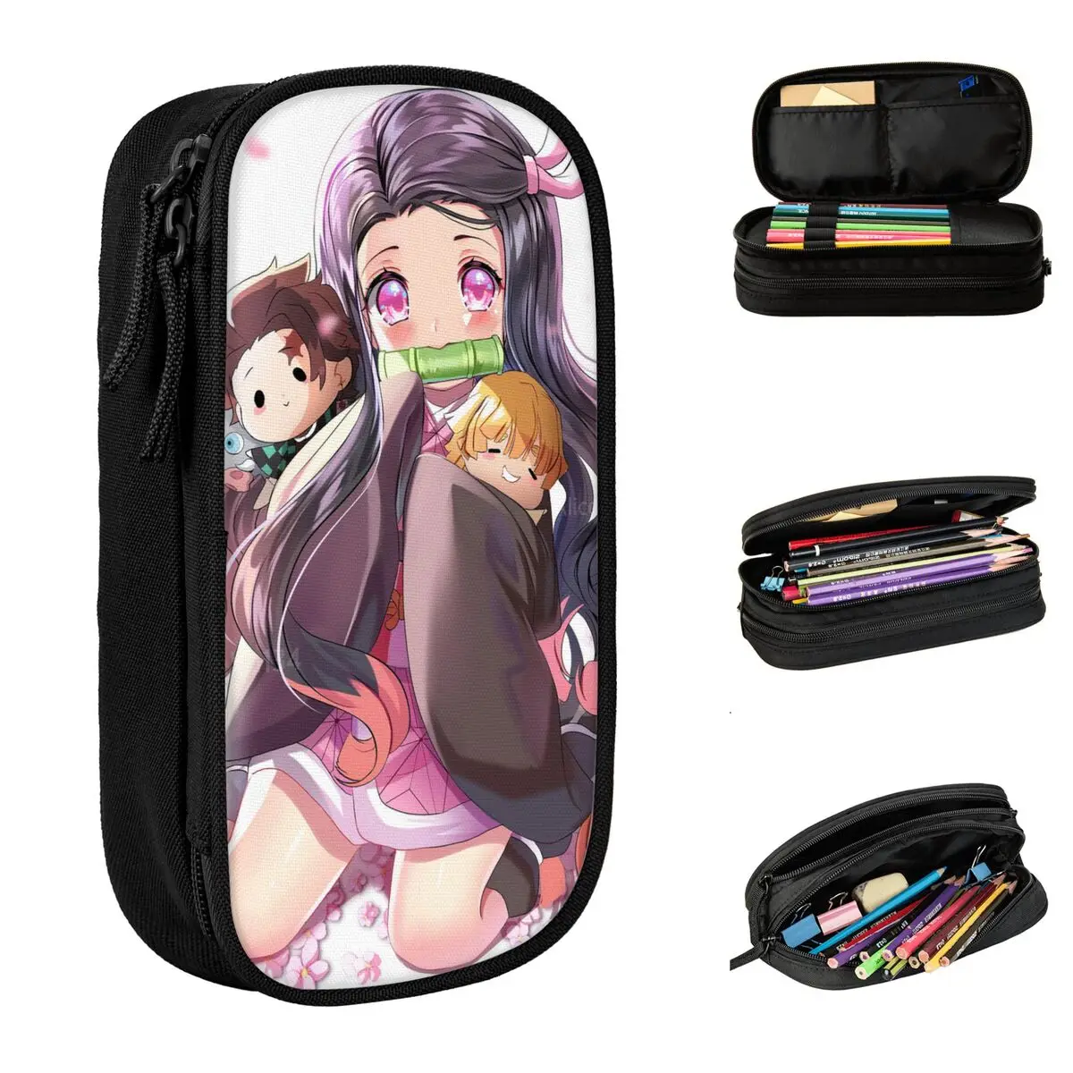 

Kawaii Nezuko Demon Slayer Pencil Case Lovely Kimetsu No Yaiba Anime Pen Box Bag Girl Boy Big Capacity Office Gift Pencil Pouch