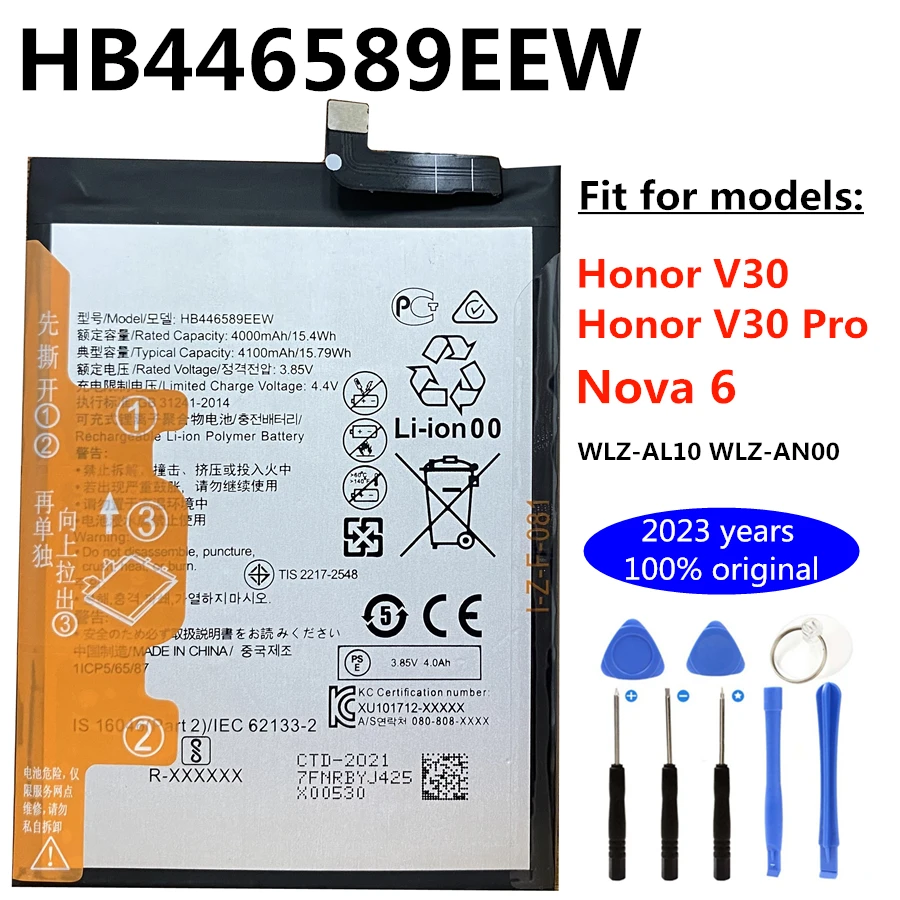 

Original HB446589EEW 4100mAh New High Quality Phone Battery for Huawei Honor V30 V30 Pro V30Pro , Nova 6,WLZ-AL10,WLZ-AN00