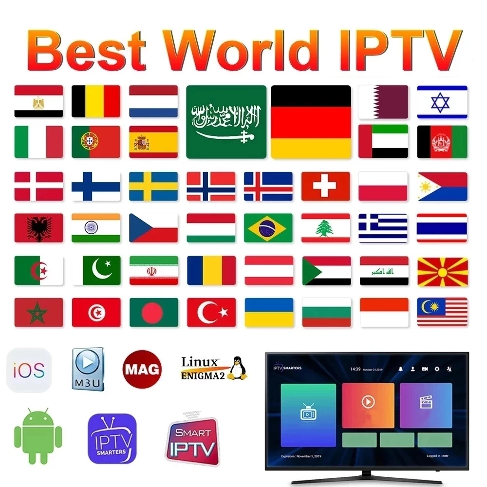 

IPTV M3U Smart TV 4k Android Box Ott H.265 Media Player 2.4G Wifi XX Amlogic PC abonnement españa All Europe Premium Xtream Code
