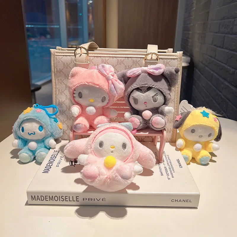 

12 см, плюшевая кукла, игрушки, брелок Kuromi Hello Kitty, My Melody Cinnamoroll Kawali, мягкие подвесные игрушки для девочек, детей, подарок на Рождество